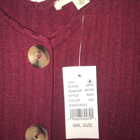 PacSun Burgundy Ribbed Button Front Dress - Picture 3 of 4